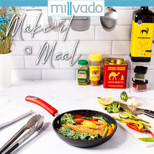 Nonstick Frying Pan - 8" Small Skillet with Healthier Granite Non Stick Coating, Omelet Egg Pan, Silicone Easy Grip