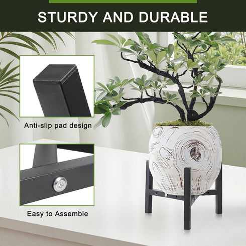 2 8-12inch Vigordream Metal Plant Stand, Adjustable Heavy Duty Sturdy Plant Holder for Indoor Outdoor Use, Height
