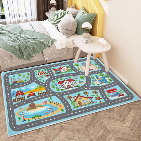 47''x71'' Kids Rug Car Rugs Playmat for Kids Toy Cars for Playroom Classroom Kid Room, Educational Rugs with Non-Slip
