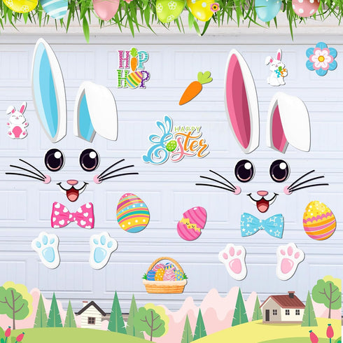 Hoteam 30 Pcs Happy Easter Garage Door Magnets, Easter Bunny Refrigerator Magnet Decoration for Kitchen Fridge