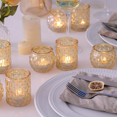 36 NITIME Pcs Assorted Gold Votive Candle Holders, Tea Light Candle Holder Glass for Wedding Table Decor, Gold Candle
