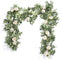 Der Rose 2Pcs Artificial Eucalyptus Flower Garland with Fake Rose Flower Vine, 13FT Total Decor
