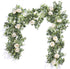 Der Rose 2Pcs Artificial Eucalyptus Flower Garland with Fake Rose Flower Vine, 13FT Total Decor