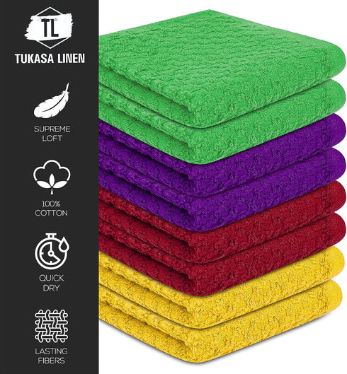 Tukasa Linens 16 Pack 12x12 Inches, Cotton Washcloths for Body and Face, Multipurpose and Lightweight Wash Clothes