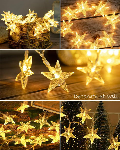 59 100 JOLYMOLY Star String Lights Plug in, Ft LED Star Fairy Lights with Remote Timer, Connectable Waterproof
