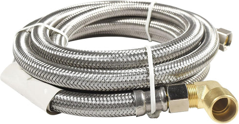 HQRP 2-Pack Universal Premium Stainless Steel Dishwasher Fill Hose, 6-Foot Burst Proof Water Supply Line