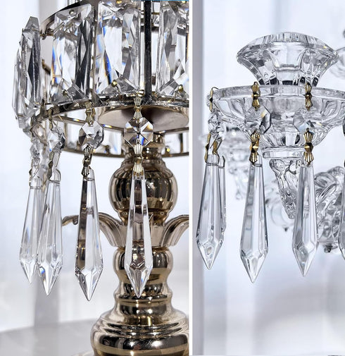 15pcs 60mm H&D Large Clear Crystal Chandelier Icicle U-Drop Prisms Lamp Parts Brass Connectors