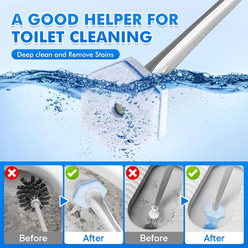 Wizia 40 Count Disposable Toilet Brush Refills - Compatible with Most Toilet Brushes, Easy Cleaning Toilet Bowl Sponge