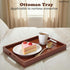 YACEYACE 15"x10"x1.5" Wooden Tray for Ottoman, Medium Wood Serving Tray with Handle for Coffee Table, Dining, Home
