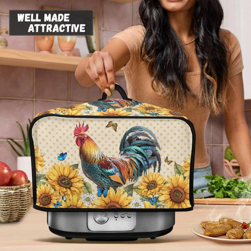 Chicken Sunflower Crock Pot Dust Cover, Oval Fits 6-8 qt Slow Cooker, Dustproof Kitchen Appliance Accessories