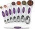 Spring Chef Purple Magnetic Measuring Spoons Set of 8: Dual Sided Metal Teaspoon & Tablespoon for Baking & Cooking