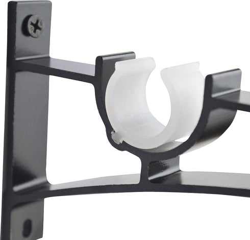 AddGrace Double Curtain Rod Brackets Set of 4 for Drapery Rod Window Hardware, Black