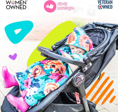 Birdy Boutique Car Seat Poncho for Kids, Reversible Warm Blanket Safe to Use Over Seat Belts, Mermaid Floral
