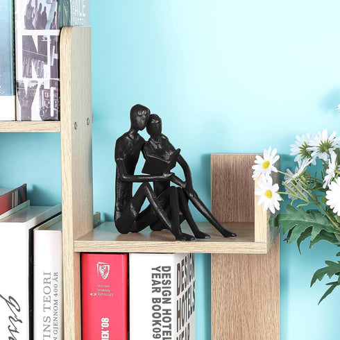 Xruibrave Gift for Wedding Anniversary | Romantic Reading Couple Bookshelf Dcor | Couple Sculptures Statue Cast Iron
