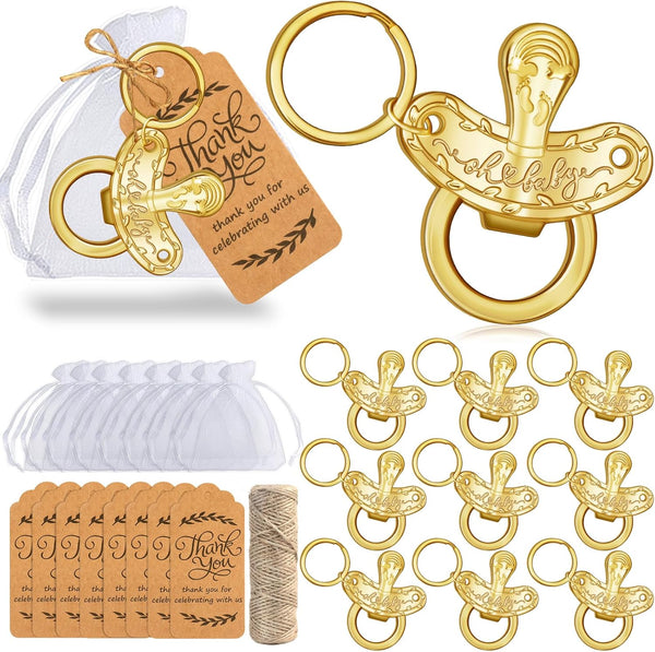 Dapute 25 Pack Pacifier Bottle Openers for Baby Shower Favors with Organza Bags