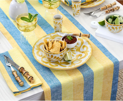 48 Inches 100% Summer 14 48 Inch Summer Solino Home Linen Table Runner - Cabana Stripe, Pure Linen Bright Stripe Small