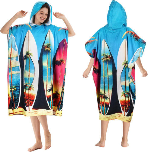 Tirrinia Surf Poncho Changing Robe, Hooded Beach Towel for Adults, Quick Dry