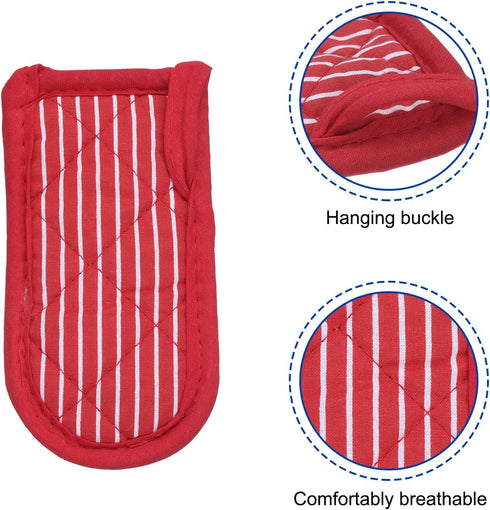 uxcell 2Pcs Pot Handle Covers, Heat Resistant Sleeve for Iron Skillet, Kitchen Baking Cooking Supplies, Red White Stripe