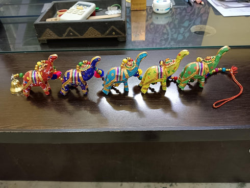 Rastogi Handicrafts Five Elephant Hanging Layer Decorative Wall Hanging, Multi Color, Traditional, Diwali, Wedding