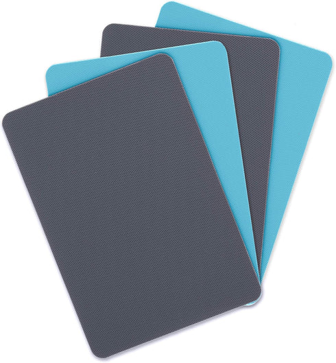 Dexas Heavy Duty Cutting Board Grippmat, Flexible Kitchen Boards, Set of 8, Non-Slip Plastic Cutting Mats, Gray and