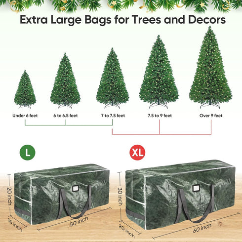 BALEINE 9 ft Christmas Tree Storage Bag, Heavy Duty Extra Large Artificial Christmas Tree Bag with Reinforced Handles and Dual Zippers Wide Opening (Transparent, 9 ft) by BALEINE