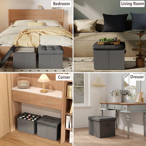 Hoiwio Closet Storage Ottoman Shoe Organizer for - Adjustable Dividers Storage Box for Shoes | Clothes | Toy | Blanket