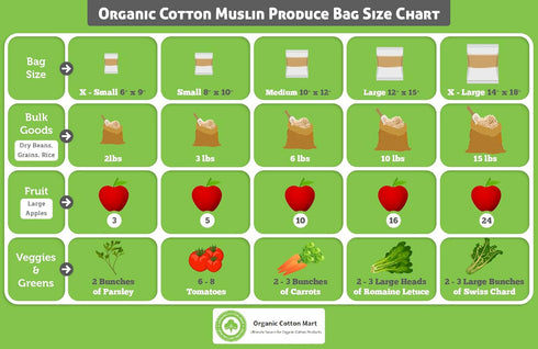 Reusable Bulk Bin Bags - Organic Cotton Muslin Sacks for Dry Goods, Produce, Home Storage & Toys (3 Large, 3 X-Large)