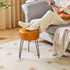 LG-31J IBUYKE Faux Leather Round Footrest, Makeup Vanity Stool Side Table, PU Dressing Table Seat, Pouf Couch Stool