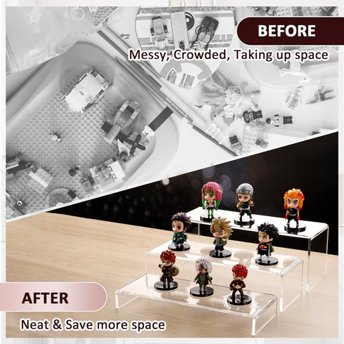 1 Set 3 12" 5 mm Large Acrylic Clear Display Risers, Sizes Rectangular Showcase Collectibles Display Shelf, Thick