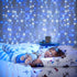 300LED 8 9.8x9.8ft JMEXSUSS Christmas Curtain Lights Plug in with Remote, Blue and White Christmas Lights Indoor
