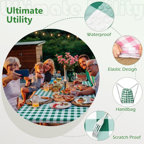 72x30 Inches 3 Set Picnic Table Cover with Bench Covers and Bag, Camping Table Camping Essentials Cover with Elastic