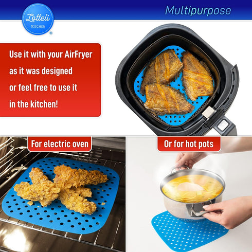 Reusable Silicone Air Fryer Liners, Easy Clean Accessories with Magnetic Cheat Sheet, Non-Stick Parchment Paper