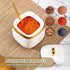 EABOSON 4 Pack Set Gold Condiment Spice Jars with Lids, Spoons, Tray - Ceramic Seasoning Box for Salt, Pepper, Sugar