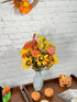Admired By Nature 18 Stems Artificial Mums Sunflowers Zinna Silk Flowers for Home Office Wedding Decoration, Gold