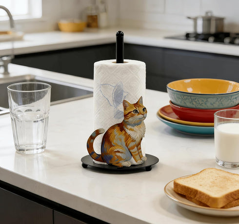 XYittkl Countertop, Countertop(1 Pack) Cat Paper Towel Holder Freestanding Paper Roll Holder, Easy One-Handed Tear