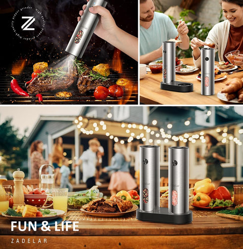 Set Salt and Pepper Grinder Electric,Rechargeable Salt and Pepper Shakers Stainless Steel with USB C Dual Charging