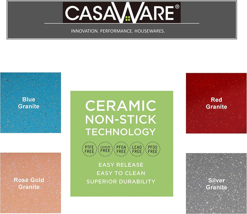 casaWare 7 x 11-inch Toaster Oven Baking Pan, Ceramic Coated Non-Stick (Silver Granite)