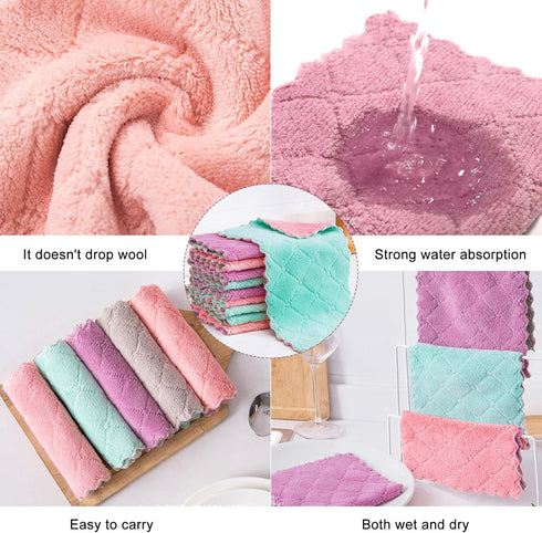 20 Pack Cleaning Cloth Kitchen Cloth, Super Absorbent Coral Velvet Dishtowels, Microfiber Quick Dry Rags