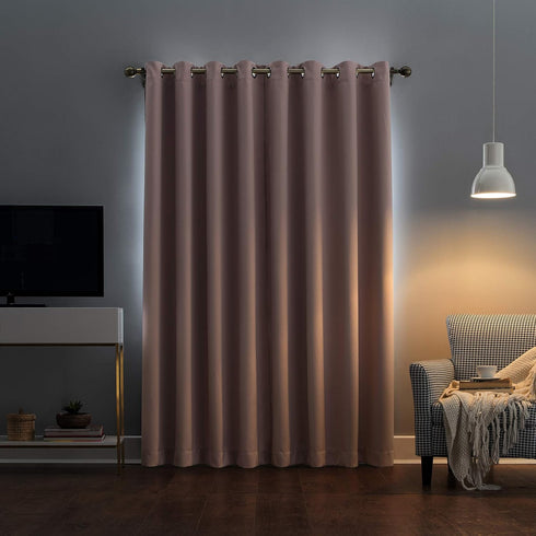 Sun Zero Nordic Theater Grade Extreme 100% Blackout Grommet Curtain Single Panel, 52" x 54", Blush Pink
