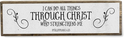 Christian Wall Art - I Can Do All Things Through Christ Who Strengthens Me - Modern Farmhouse Wall Décor Sign