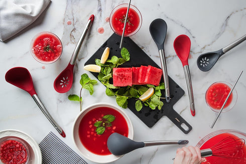 Cuisipro Silicone 12 Inch Slotted Spoon, Red