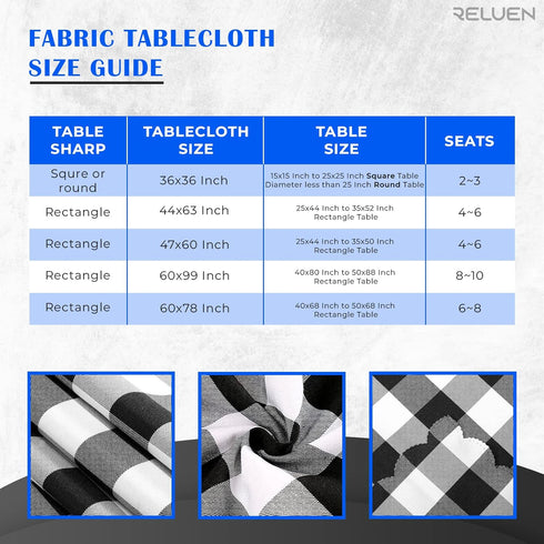 Buffalo Plaid Tablecloth 35 ? 35" - Black and White Checkered, Machine Washable Polyester, Waterproof, Durable for