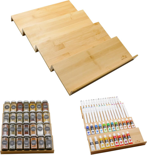 Sweet Living 4 tier spice rack drawer organizer for Kitchen Cabinets | Wooden spice drawer organizer, Space-Saving