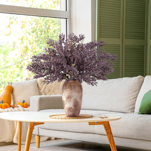 Suncalla 4 30 Inch Pcs Dusty Plum Sedum Berry Stem for Vase Artificial Faux Rusty Plum Pick Branch Spray Floral Stem