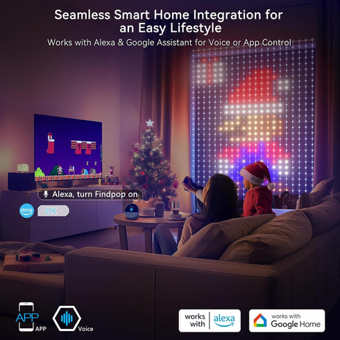 441 5.5x5.6FT AI Smart Curtain Lights, LEDs Indoor Color Changing Lights, Music Sync Dynamic DIY, for Valentine's Party
