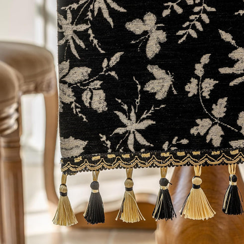 13 82 Inch Floral Jacquard Dining Table Runner with Fringe Elegant Natural End Table Runner for Graden Kitchen