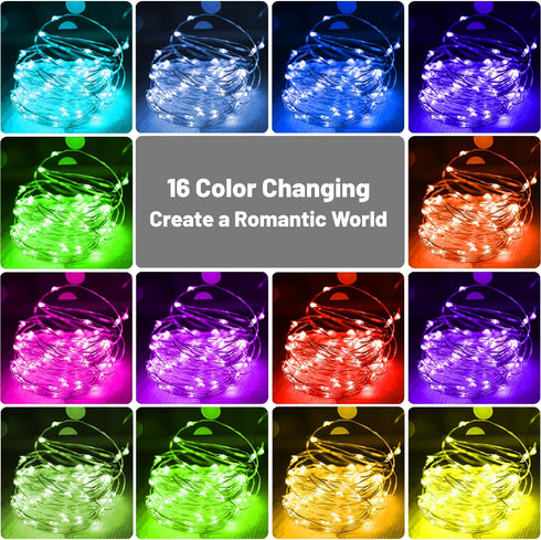 33ft 100 4th Color Changing Fairy String Lights, LED Twinkle Lights with Remote & Timer, Multicolor Outdoor Christmas