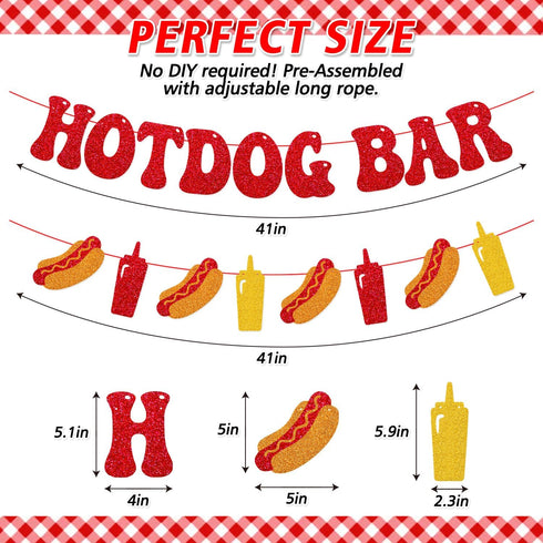 YWLACC Hotdog Bar Banner Hotdog Birthday Party Supplies for Children Kids Sausage Bday Party Decorations