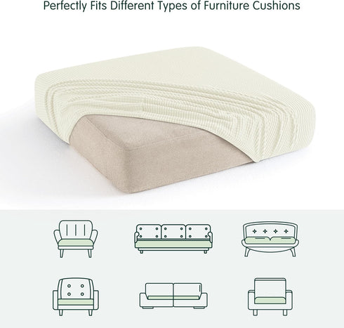 CHUN YI 2PC Stretch Couch Cushion Covers, Sofa Seat Slipcovers for Armchair Loveseat with Spandex Jacquard Fabric,