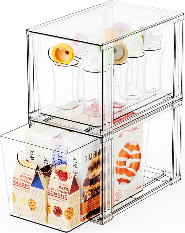 Yieach 2 Pack Baby Bottle Organizer for Countertop,Large Stackable Storage Bins Under The